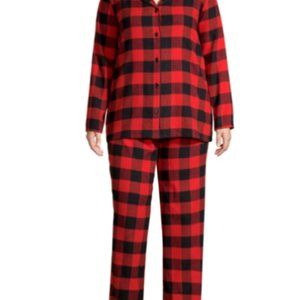 Flannel Pajamas Set Red Plaid